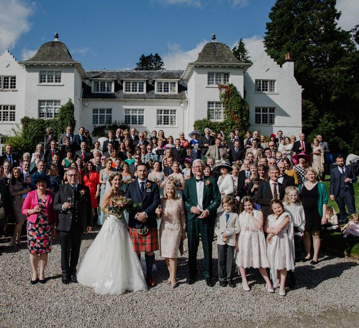 Wedding Guests | Bride in Modeca Bridal Gown | Groom in Tartan Kilt | Woodland Themed Wedding at Achnagairn Estate near Inverness, Scotland | Zoe Alexander Photography