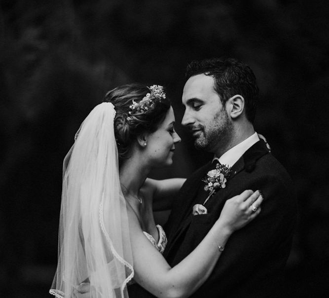 Bride in Modeca Bridal Gown | Groom in Tartan Kilt | Woodland Themed Wedding at Achnagairn Estate near Inverness, Scotland | Zoe Alexander Photography