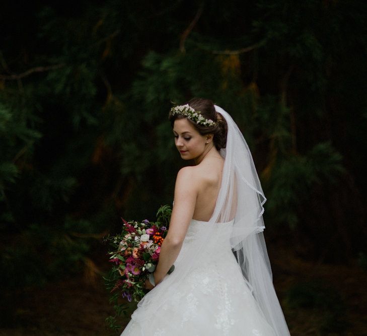 Bride in Modeca Bridal Gown | Woodland Themed Wedding at Achnagairn Estate near Inverness, Scotland | Zoe Alexander Photography