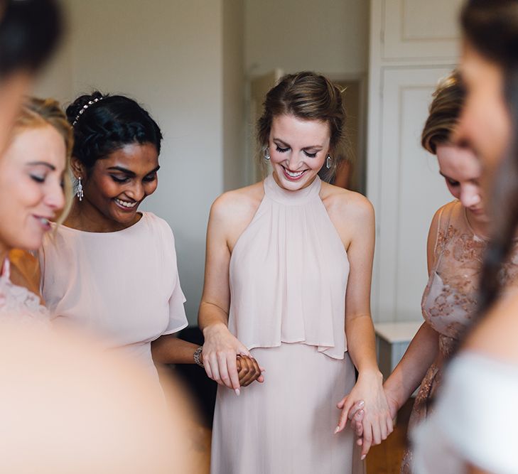 Bridesmaids in Pink High Street Dresses