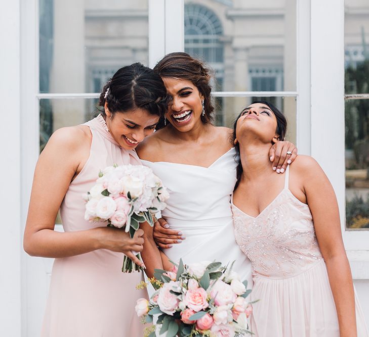 Bridesmaids In Pink High Street Wedding Dresses