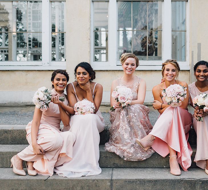 Bridesmaids In Pink High Street Wedding Dresses