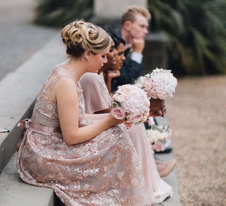 Bridesmaids In Pink High Street Wedding Dresses