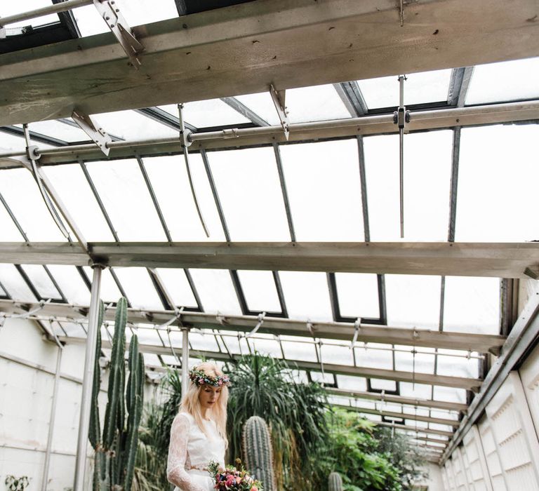 Bridal Separates By KMR Bespoke Bridal | Bright Wedding Bouquet | Sheffield Botanical Gardens | Sarah Folega Fine Art Photography