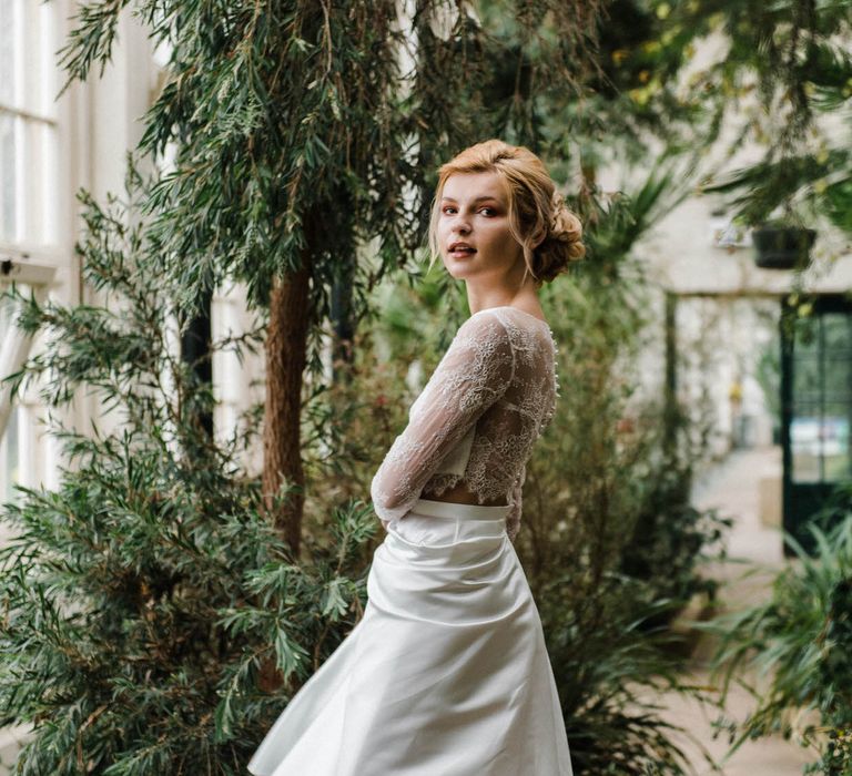 Bridal Separates By KMR Bespoke Bridal | Bright Wedding Bouquet | Sheffield Botanical Gardens | Sarah Folega Fine Art Photography