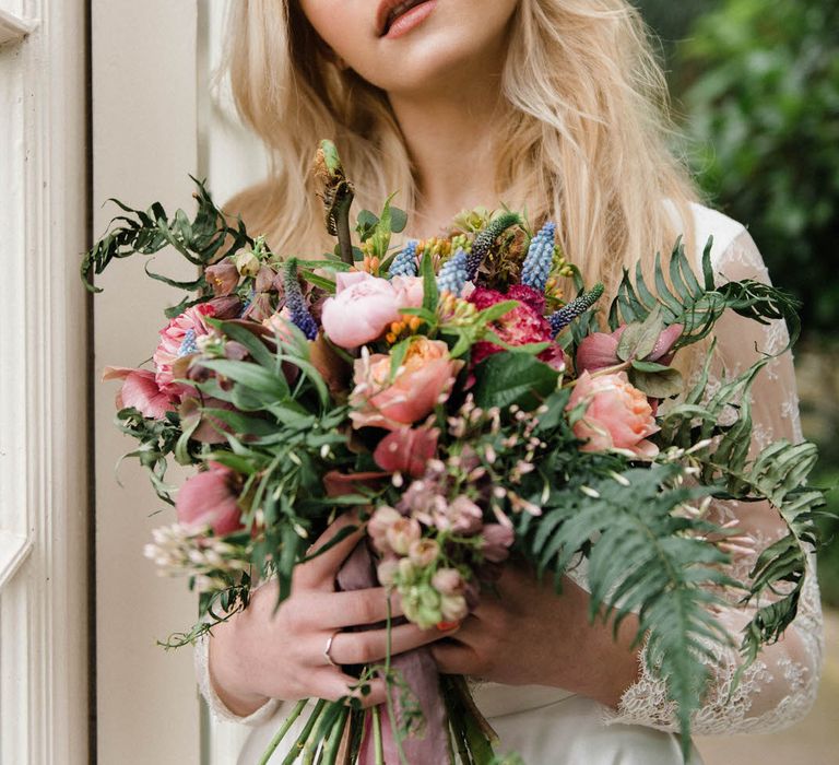 Bridal Separates By KMR Bespoke Bridal | Bright Wedding Bouquet | Sheffield Botanical Gardens | Sarah Folega Fine Art Photography