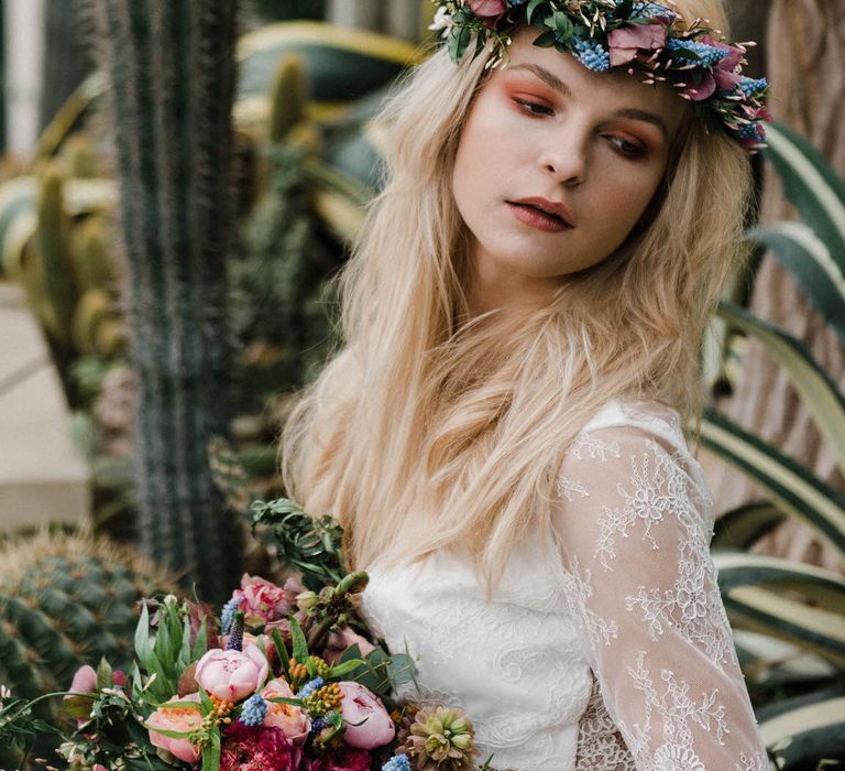 Bridal Separates By KMR Bespoke Bridal | Bright Wedding Bouquet | Sheffield Botanical Gardens | Sarah Folega Fine Art Photography