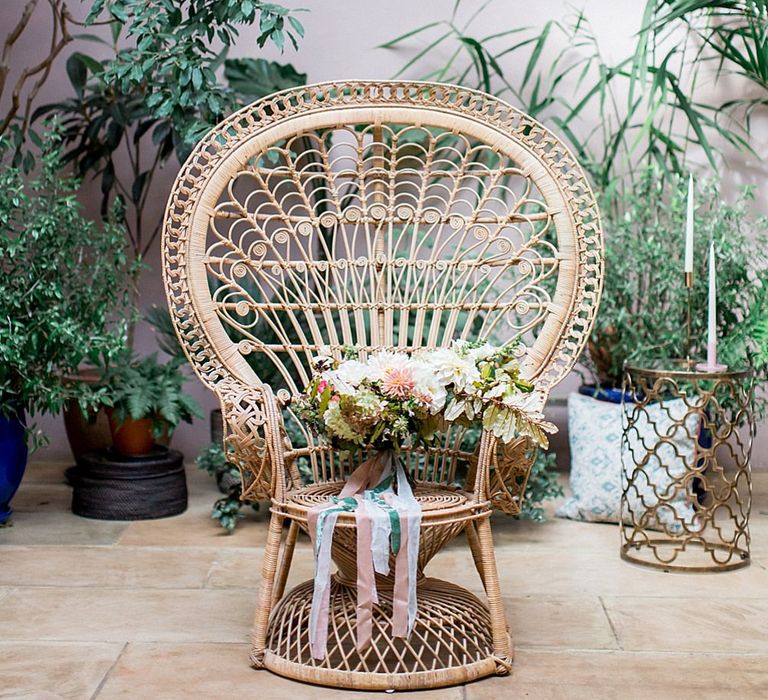 Peacock Chair | Botanical Boho Luxe Inspiration | Philippa Sian Photography