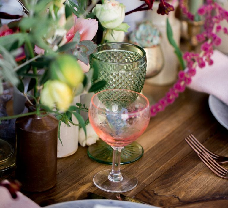 Rustic Table Scape For Wedding With Pink Candles