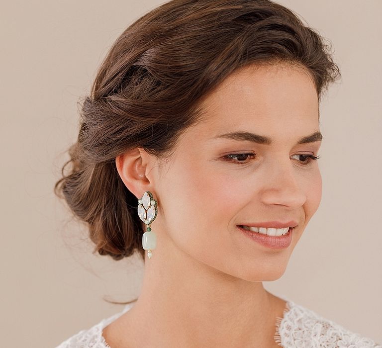 Brynn Earrings // Green Opal & Gold Wedding Earrings