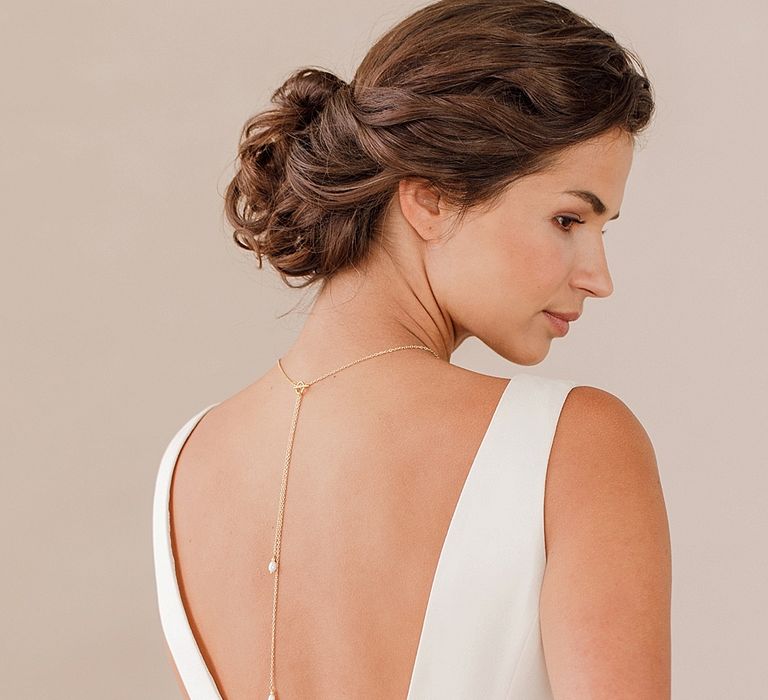 Charlotte Back Necklace // Pearl Back Drop Wedding Necklace