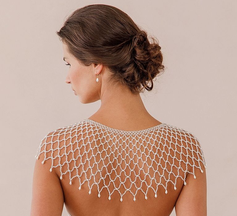 Jolie Cape // Beaded silver and pearl capelet