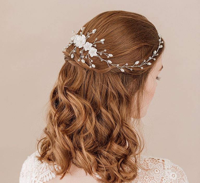 Jaime Hair Piece // Extra Long Crystal Wedding Hair Vine With Flower And Crystal Centre Piece Vine Comb