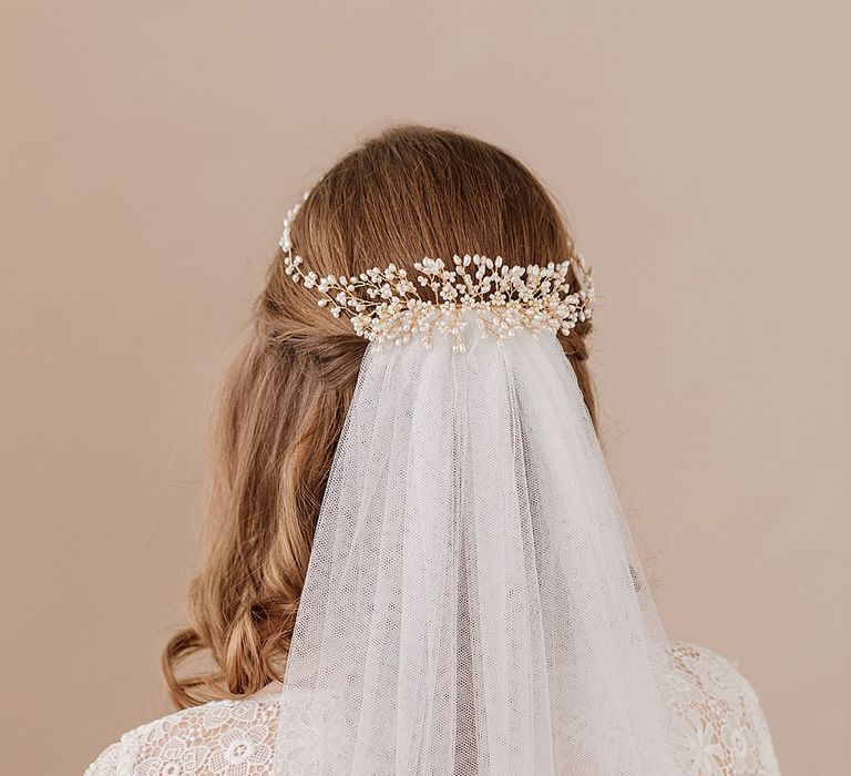 Flora Hair Piece // Extra long wedding vine with full centre piece vine and veil