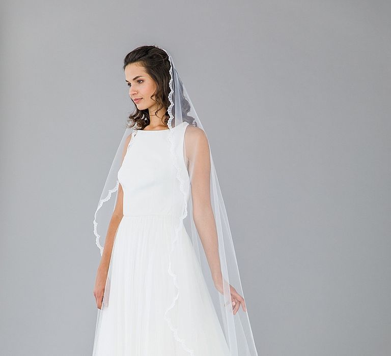 Adeline Veil // Full Lace Edged Barely There Wedding Veil