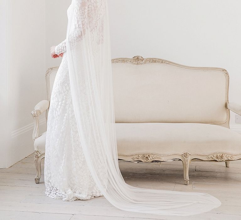 Honor Veil // Pure Silk Single Tier Cut Edge Wedding Veil