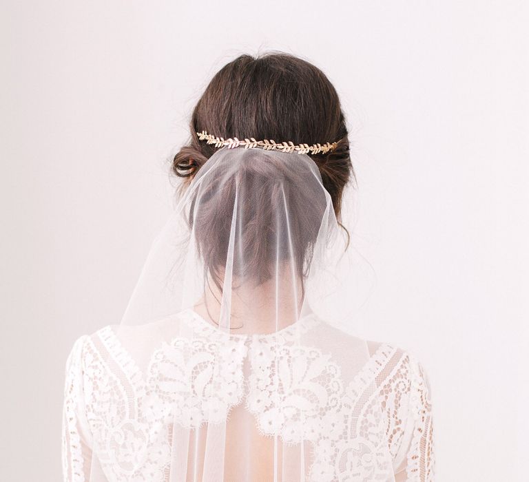 Avani mini gold leaf wedding hair vine