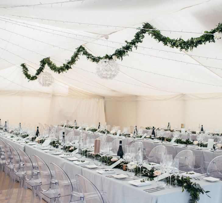 Elegant Marquee With Foliage & Grey Table Linen