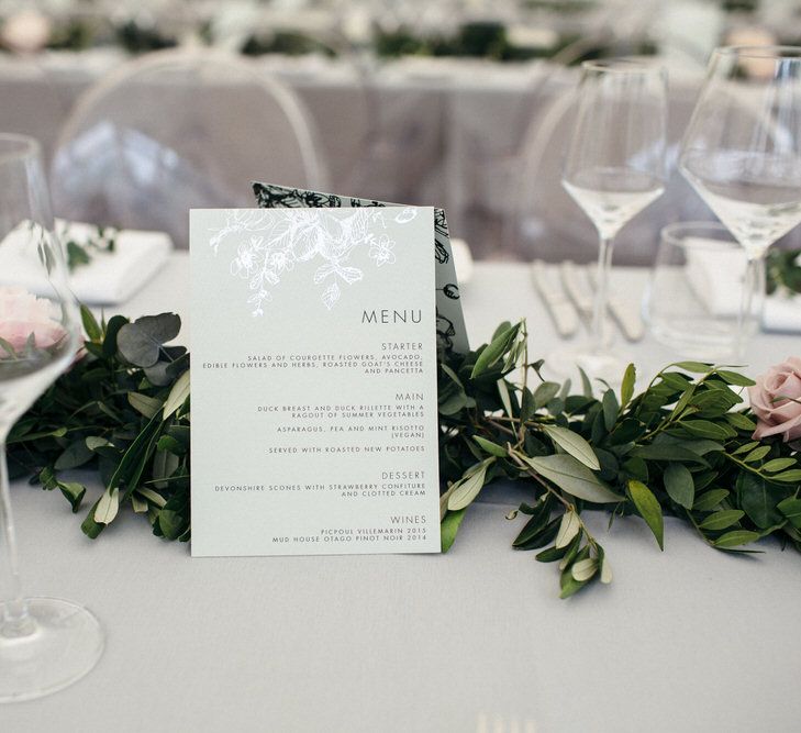 Grey Table Linen With Foliage Runners