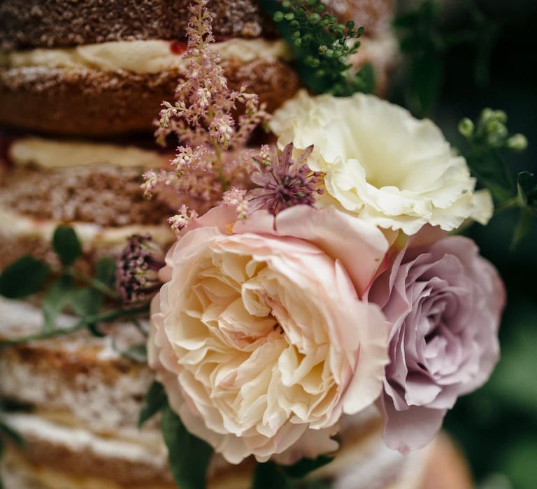 Naked Wedding Cake With Fresh Flowers