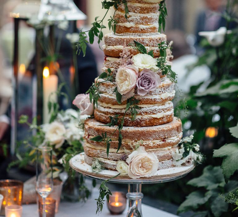 Naked Wedding Cake With Fresh Flowers