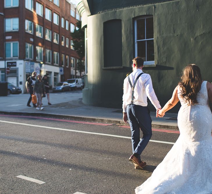 Bride in Lace Oleg Cassini Wedding Dress from Davids Bridal | Groom in River Island Suit | Kirsty Mackenzie Photography | Insta Wedding Films