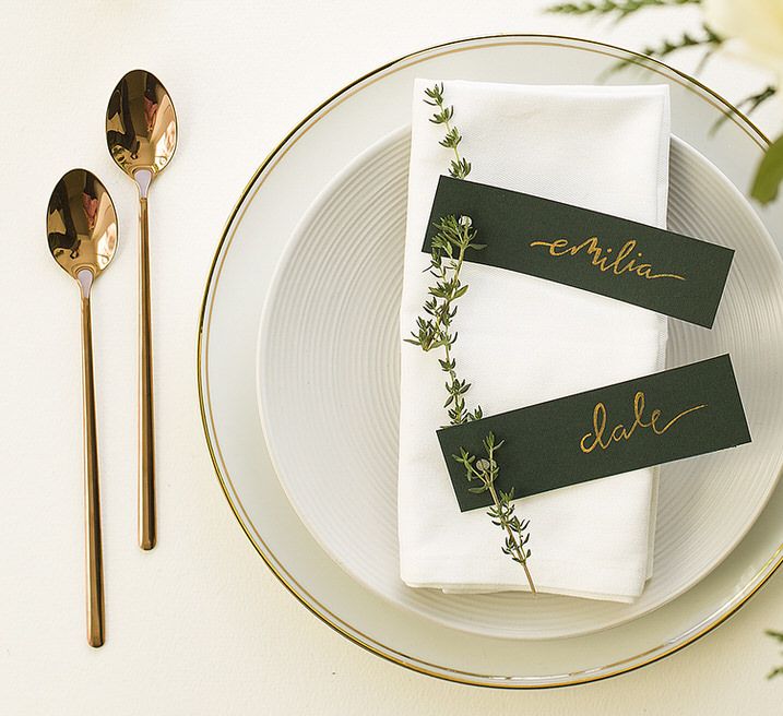 Wedding name place settings by The Noteur