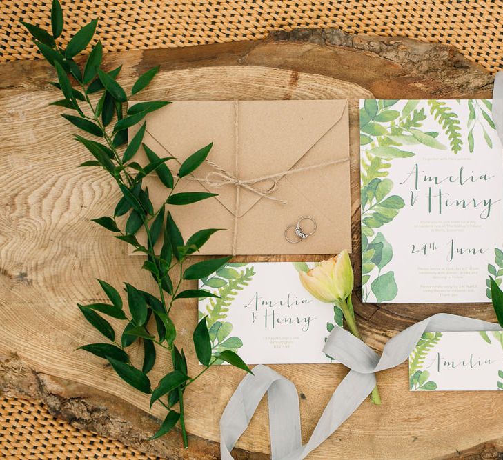 Greenery Wedding Stationery with Calligraphy by From Sally with Love