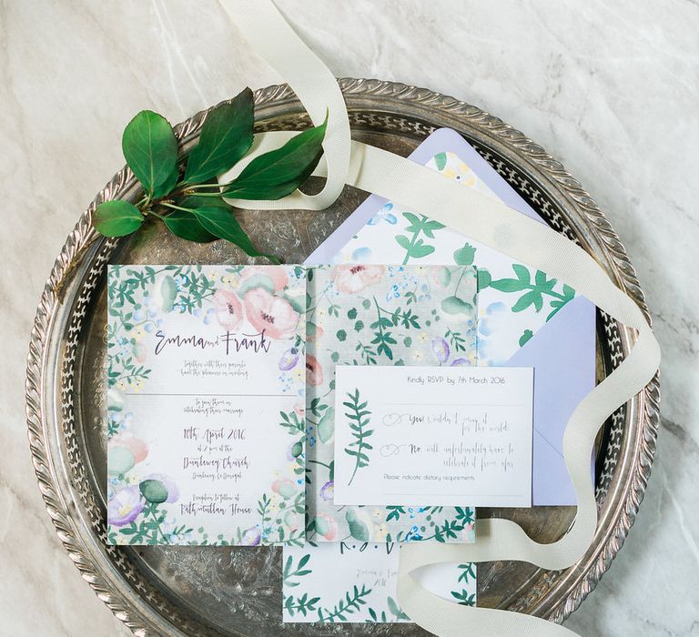 Floral Wedding Stationery with Calligraphy by Lilly