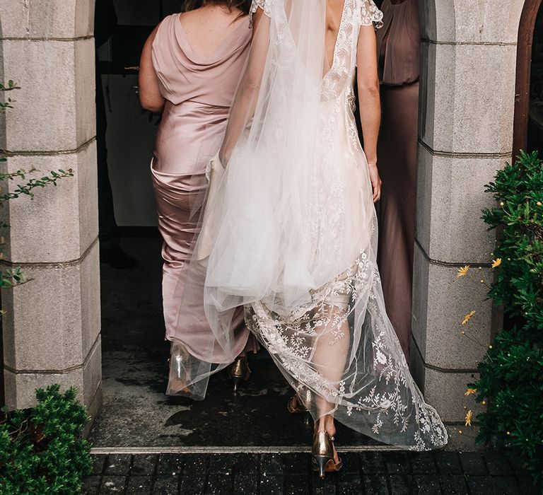 Bride in Jane Bourvis Wedding Dress