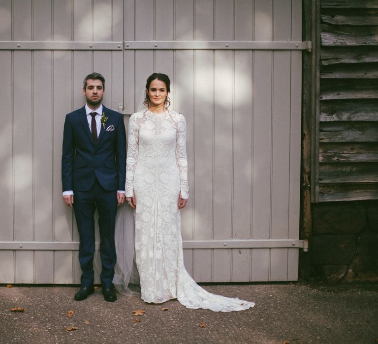 Bride in Rue De Seine Wedding Dress