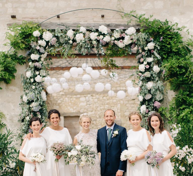 Bridesmaids In White Reiss Dresses