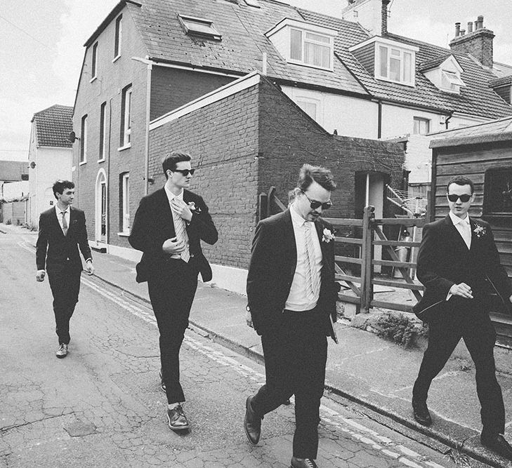 Groomsmen in Paul Smith Suits | Bright Coastal Wedding at East Quay Venue in Whitstable | Deborah Grace Photography