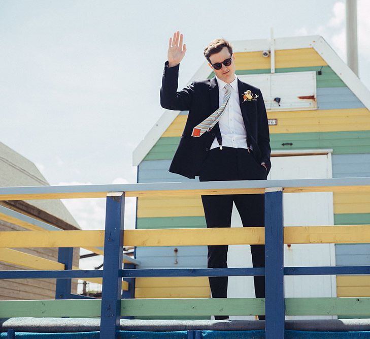 Groom in Paul Smith Suit | Bright Coastal Wedding at East Quay Venue in Whitstable | Deborah Grace Photography