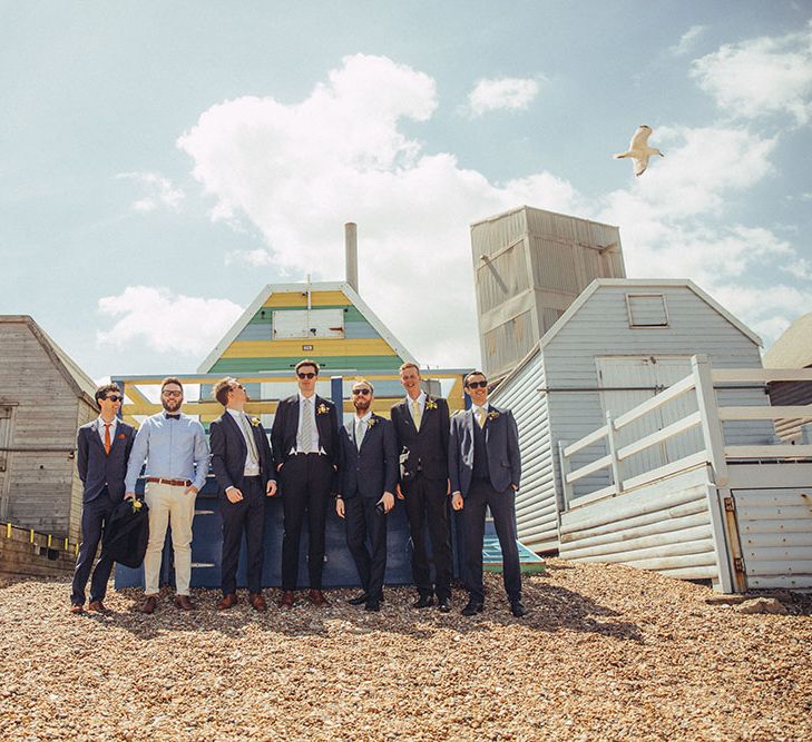 Groomsmen in Paul Smith Suits | Bright Coastal Wedding at East Quay Venue in Whitstable | Deborah Grace Photography