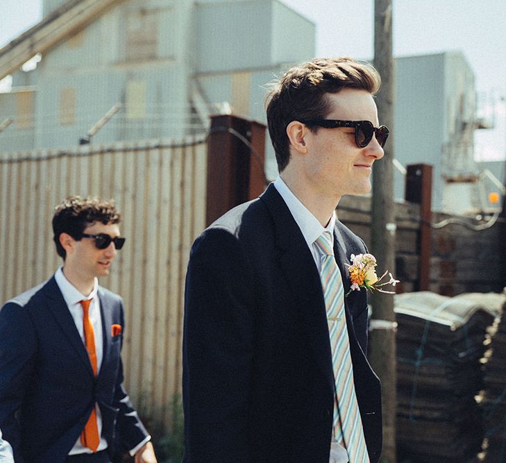 Groom in Paul Smith Suit | Bright Coastal Wedding at East Quay Venue in Whitstable | Deborah Grace Photography