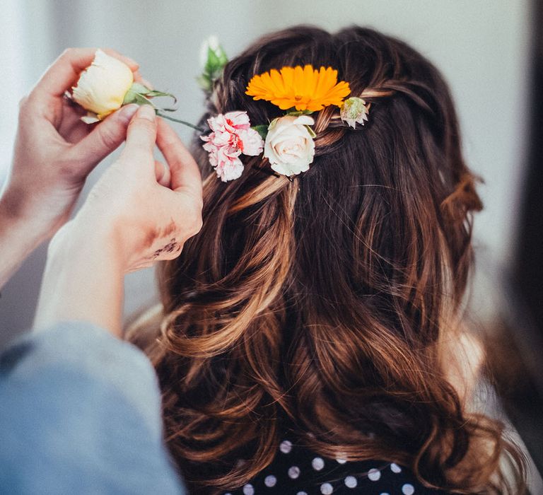 Bridal Up Do with Flowers | Bright Coastal Wedding at East Quay Venue in Whitstable | Deborah Grace Photography