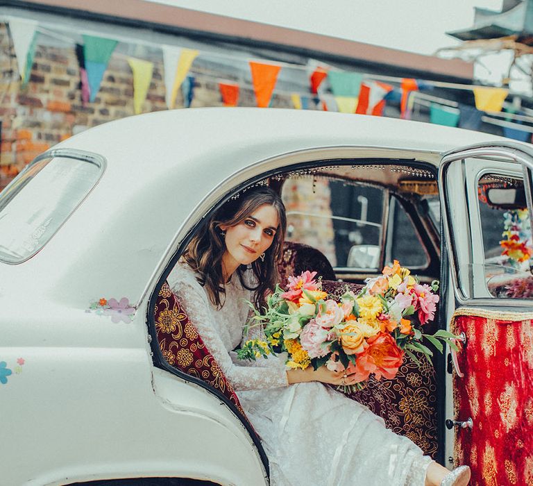 Karma Kab | Bride in Elizabeth Avey Bridal Gown | Bright Coastal Wedding at East Quay Venue in Whitstable | Deborah Grace Photography