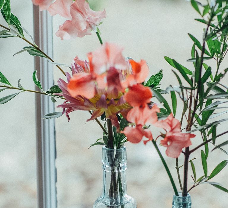 Flower Stems in Bottles | Bright Coastal Wedding at East Quay Venue in Whitstable | Deborah Grace Photography