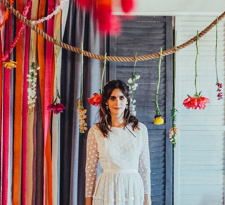 Bride in Elizabeth Avey Bridal Gown | Bright Coastal Wedding at East Quay Venue in Whitstable | Deborah Grace Photography