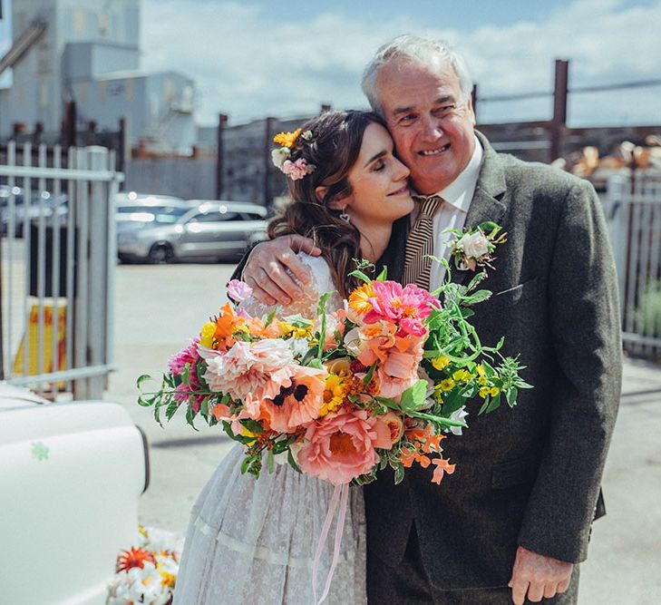 Bride in Elizabeth Avey Bridal Gown | Bright Coastal Wedding at East Quay Venue in Whitstable | Deborah Grace Photography