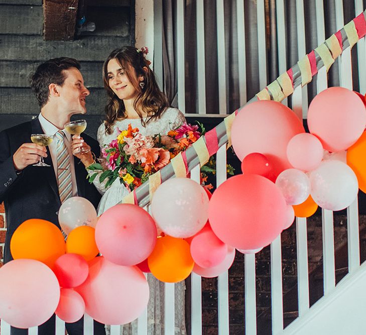 Bride in Elizabeth Avey Bridal Gown | Groom in Paul Smith Suit | Bright Coastal Wedding at East Quay Venue in Whitstable | Deborah Grace Photography