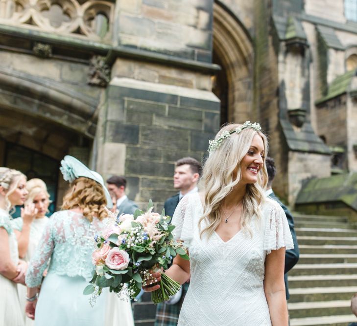 Bride in Eliza Jane Howell Wilma Wedding Dress | The Gibson's Photography | Second Shooter Martin Venherm | White Balloon Films