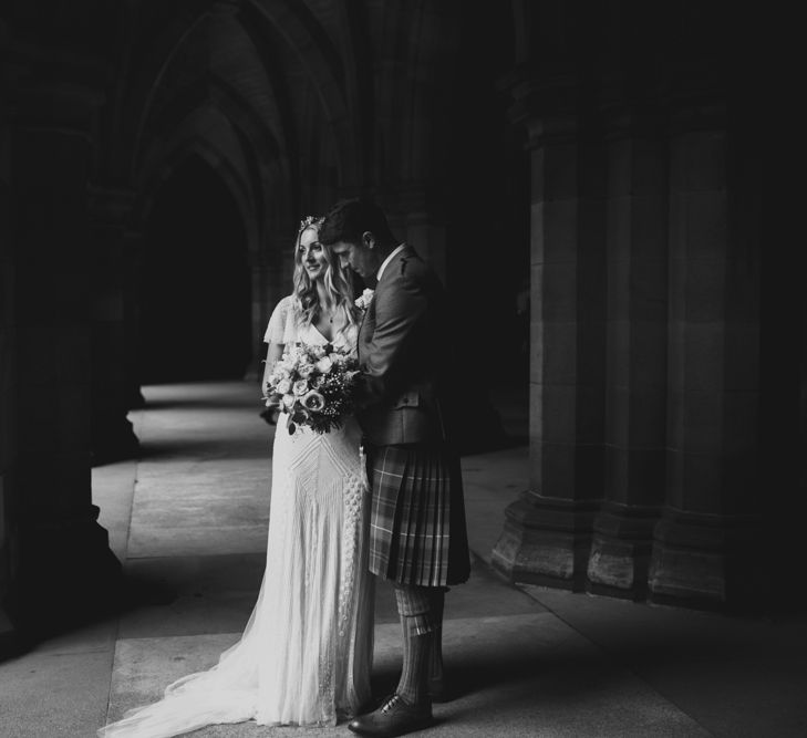 Bride in Eliza Jane Howell Wilma Wedding Dress | Groom in Kilt | The Gibson's Photography | Second Shooter Martin Venherm | White Balloon Films