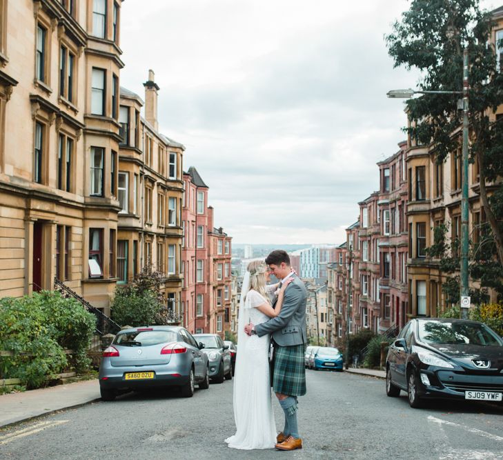 Bride in Eliza Jane Howell Wilma Wedding Dress | Groom in Kilt | The Gibson's Photography | Second Shooter Martin Venherm | White Balloon Films