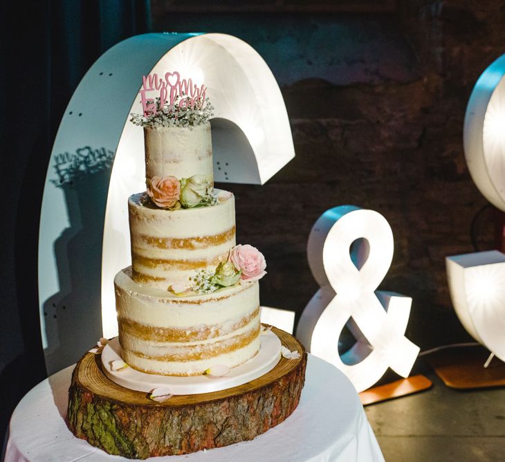 Semi Naked Wedding Cake | Giant Light up Letters | The Gibson's Photography | Second Shooter Martin Venherm | White Balloon Films