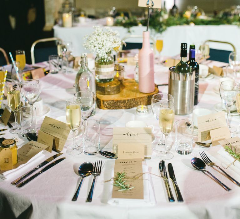 Rustic Tree Slice & Jars Centrepiece | The Gibson's Photography | Second Shooter Martin Venherm | White Balloon Films