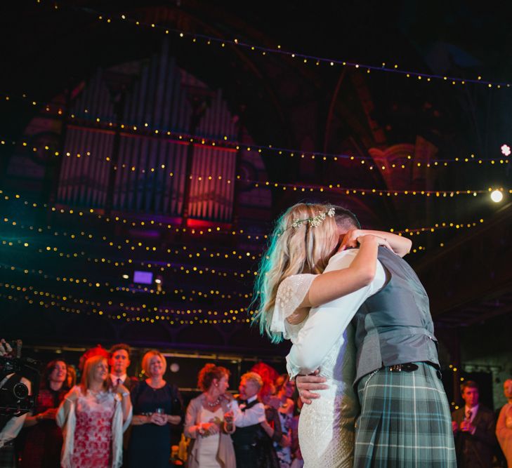 First Dance | Bride in Eliza Jane Howell Wilma Wedding Dress | Groom in Kilt | The Gibson's Photography | Second Shooter Martin Venherm | White Balloon Films