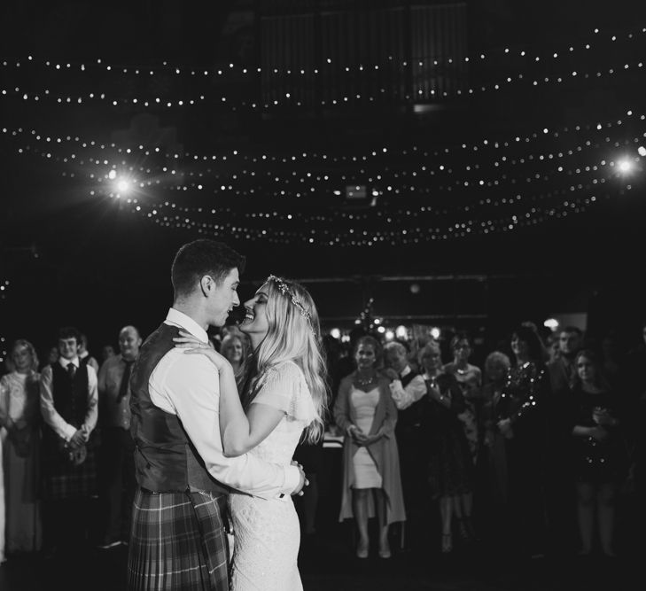 First Dance | Bride in Eliza Jane Howell Wilma Wedding Dress | Groom in Kilt | The Gibson's Photography | Second Shooter Martin Venherm | White Balloon Films