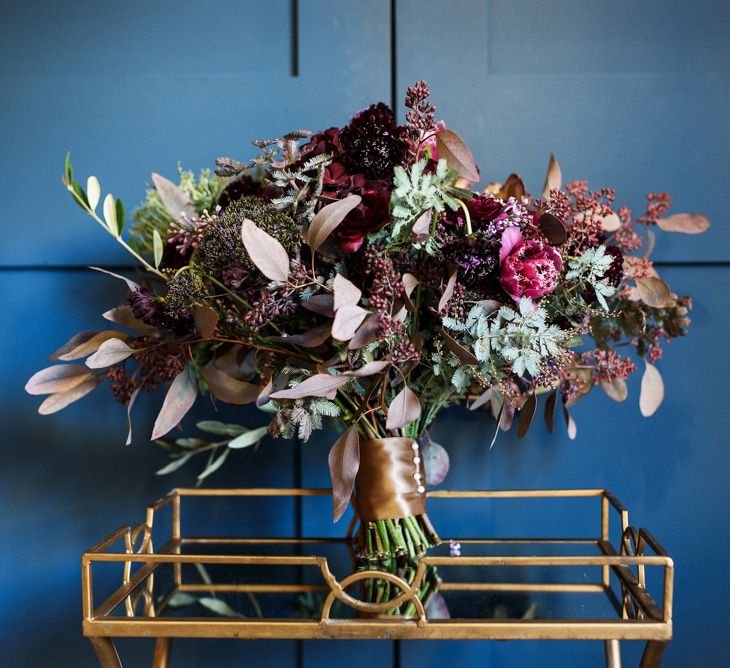 Gorgeous Autumn Fall Wedding Bouquet In Berry Tones